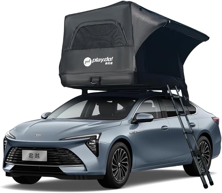 TentHome Tente de Toit pour Voiture 2-3 Personnes, Tente de Camping Gonflable, Imperméable, Anti-UV, Ultralight, Rapide, Portable, Noir