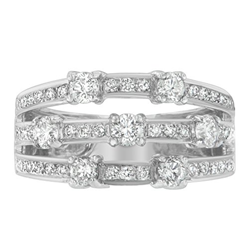 Original Classics 14K White Gold Round Cut Diamond Three Row Set Ring (1.25 Cttw, H-I Color, SI2-I1 Clarity) - Size 7-1/4