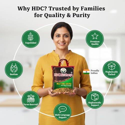 Image of HDC Siridhanya Positive Millets whole grain Combo Pack of 10, Total 9200gm | Little, Foxtail, Kodo, Barnyard & Brown top | 920 g Each Bag, | Vacuum Packed |Unpolished | Gluten free |Vegan| Sourced from Andhra Pradesh