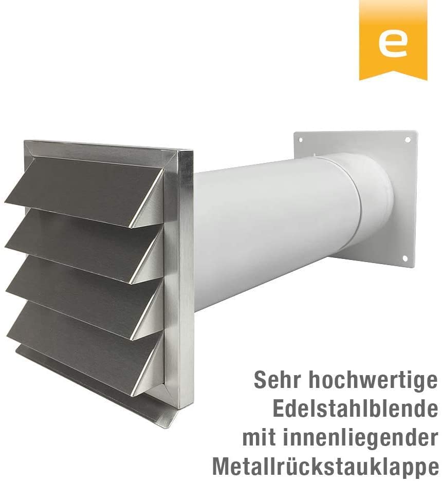 Mauerkasten DN 100 mm Edelstahl mit Doppelklappe Energiesparend
