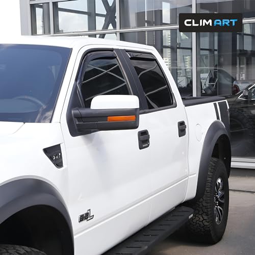 Image of CLIM ART in-Channel Incredibly Durable Rain Guards for Ford F150 2009-2014 SuperCrew, Original Window Deflectors, Vent Window Visors, Vent Deflector, 4 pcs. - 609029