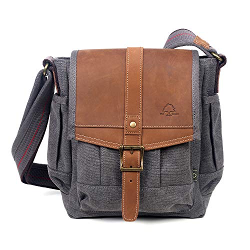 Bolsa tiracolo de lona Turtle Ridge da marca TSD, Cinza, Small