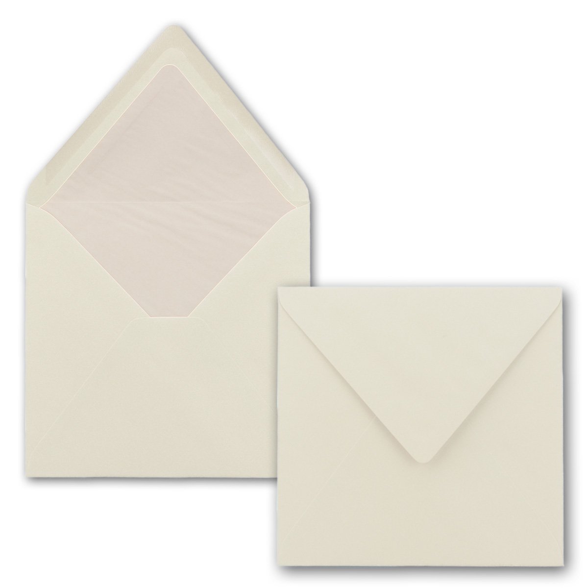 50 sobres cuadrados de 16 x 16 cm, blanco natural, con forro de seda blanco, sobres sin ventana y con adhesivo húmedo, para tarjetas de invitación de boda y cumpleaños