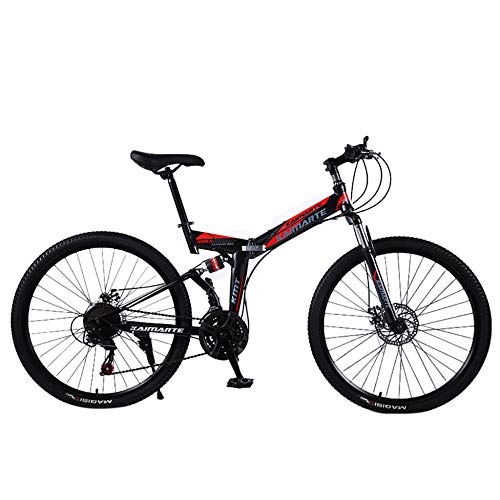 Dafang 24 Pulgadas Bicicleta Plegable Hombres Bicicleta Marco de Acero al Aire Libre 21 Velocidad Bicicleta luz Bicicleta Plegable Bicicleta portátil-Negro_4 4