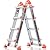 LANBITOU Ladder, A Frame 4 Step Ladder Extension, Anti-Slip Multi Position Ladder, Storage Folding Ladder, 330 lbs Security Load Telescoping Aluminum Ladders for Stairs Home Indoor Outdoor Roof