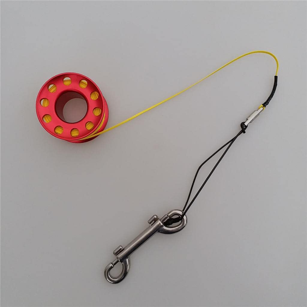 perfk Mulinello in Metallo Resistente con Filo da 15 M Ad Alta Resistenza, Accessorio per La Pesca Subacquea.