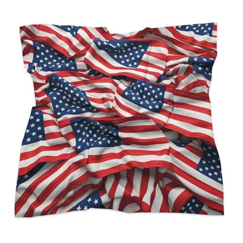Silk Like Head Scarf for Women Square Breathable Neck Scarf Usa Flag Satin Bandanas Fashion Silk Feeling Scarfs Boho Headwear Sleeping Hair Scarfs 18"×18"3