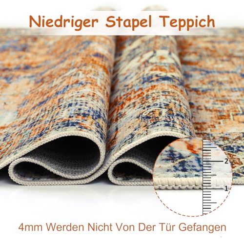 WONGS BEDDING Alfombra Boho para Salón Dormitorio, Alfombra de Pelo Corto Lavable, Suave, Antideslizante, Diseño Vintage - imagen 6