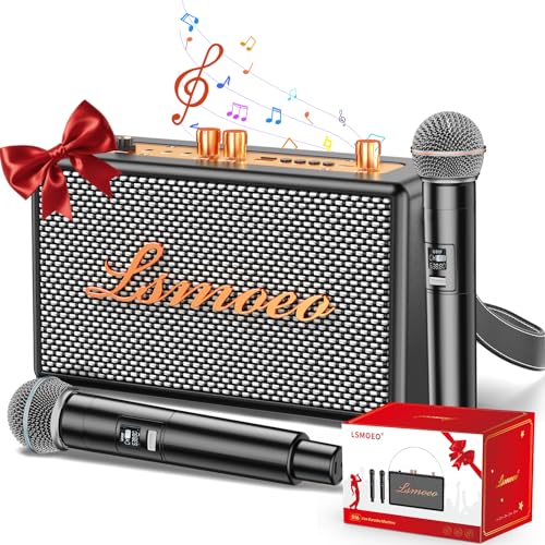 Machine de Karaoké avec 2 Microphones sans Fil pour Adultes Enfants,Karaoke Adulte Prise en Charge de l'extension Microphone à Quatre canaux,pour Les fêtes...
