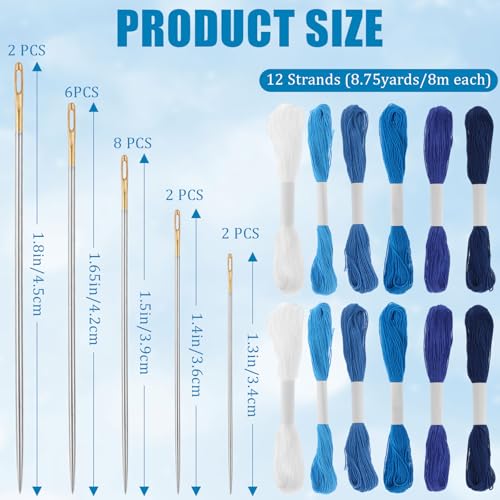 Kit de hilos Sashiko 32 piezas con 12 madejas y 20 agujas miniatura 2