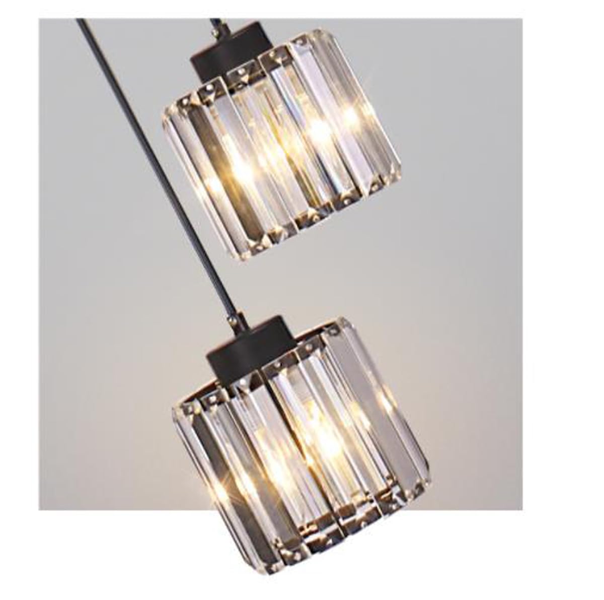 Villa Soggiorno Luce Apparecchi di Illuminazione di Lusso Scala Duplex Creativa, Lampadario Lungo Moderno a LED Semplice e atmosferico in Cristallo Nero