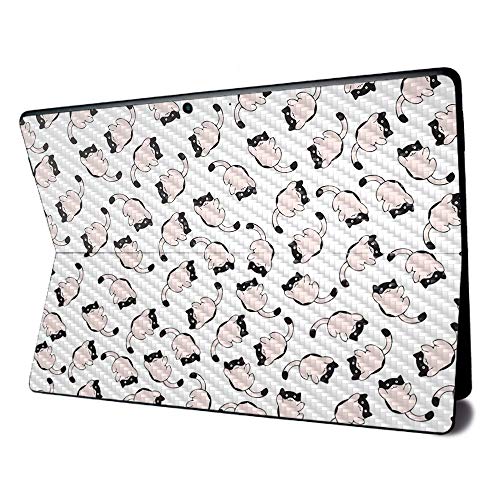 Image of MightySkins Carbon Fiber Skin for Microsoft Surface Pro X - Raining Cats | Textured Carbon Fiber Finish | Easy to Apply, Remove, and Change Styles | Made in The USA