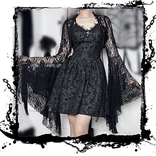 Image of Goth Shrug Black Gothic Victorian Shrugs Crop Top For Women