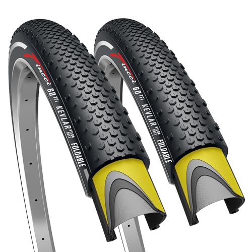 Fincci Pair 700x38c Bike Tire - Grooved 700c Bike Tire - Gravel Foldable Kevlar 40-622 Puncture...