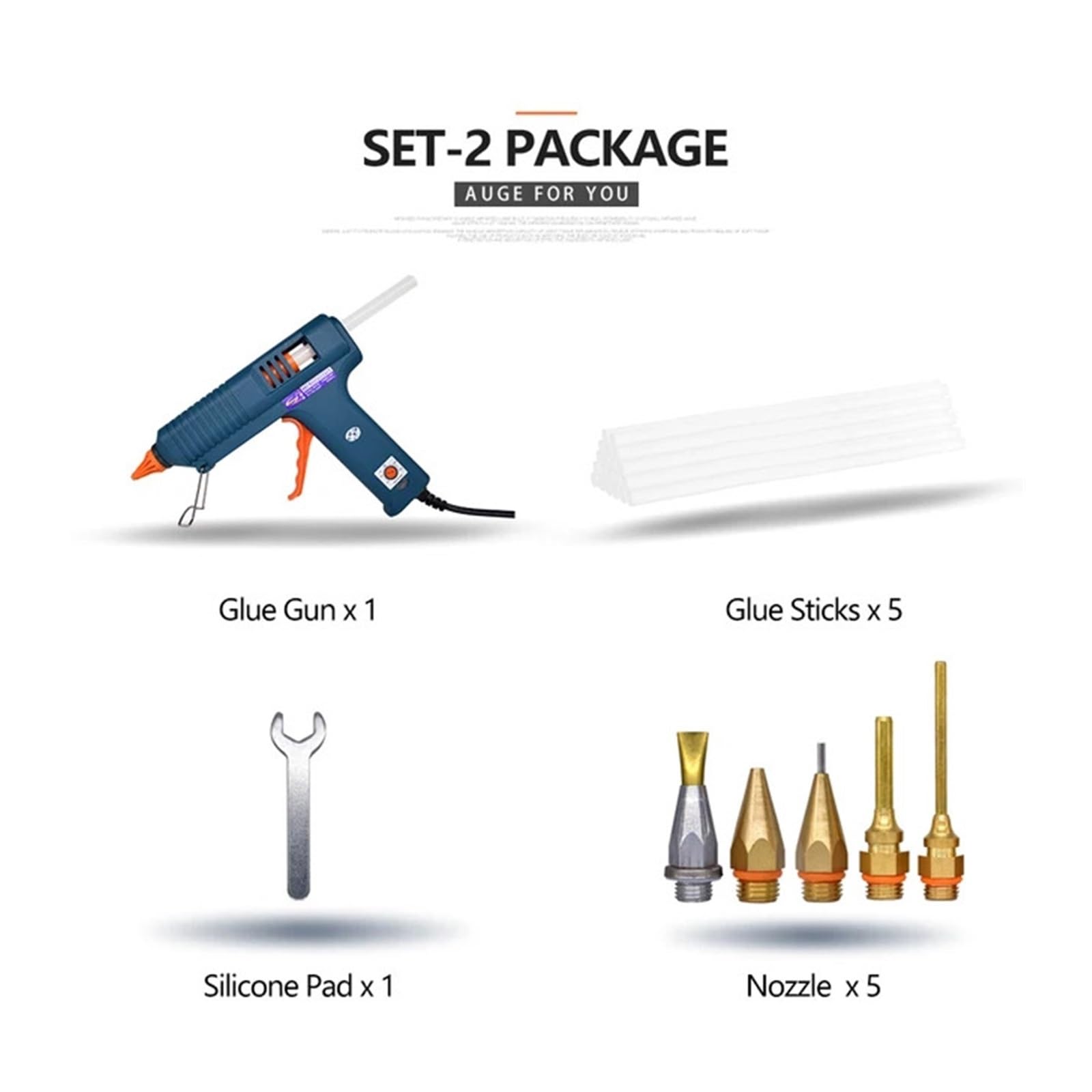 Kit de herramientas for pistola pegamento caliente 150 W, ajuste temperatura, silicona, uso barras 11 mm, boquilla cobre puro for artes, manualidades, industrial, decoración(SET-2)