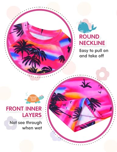 Image of Girls Rash Guard Swimsuit Two Piece Long Sleeve Bathing Suits