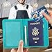 ACdream Passport and Vaccine Card Holder Combo, Cover Case with CDC Vaccination Card Slot, Leather Travel Documents Organizer Protector, with RFID Blocking, for Women and Men, C - Sky Blue, Fashion