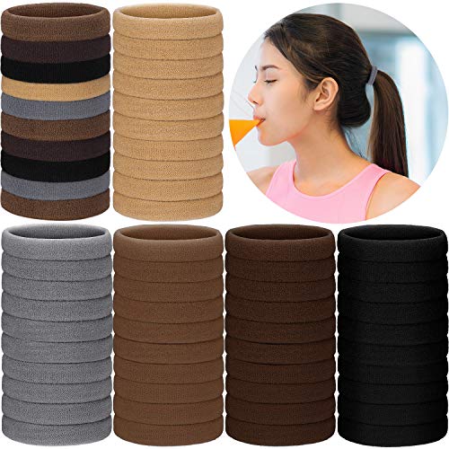 200 Pieces Seamless Hair Ties Thick Elastic Hair Bands Soft Stretchy Ponytail Holders for Women Girls (Neutral Color)