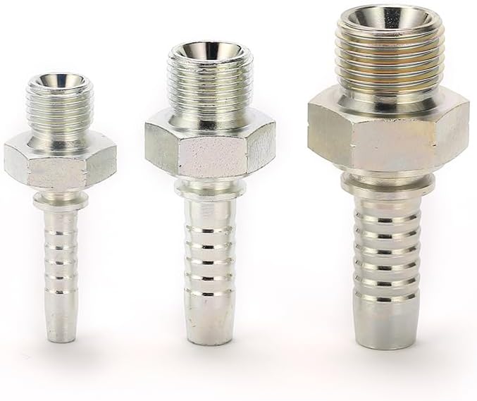 BSP Straight Male With Larger Hex Hydraulic Hose Crimping Fittings, BSP Hose Fittings, 12611A, 20PCS Set (1/4'' Hose x Male BSP 1/4'')