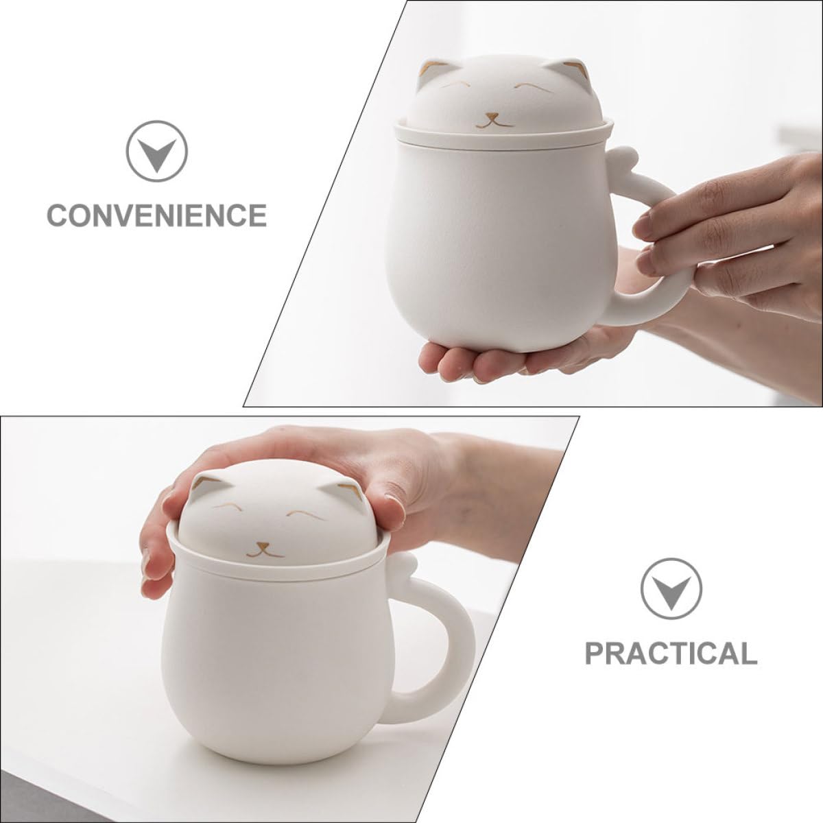 VOSAREA Tasse à Thé en Céramique Blanche 350ml avec Séparation de Thé et Protection de Bureau Bureau et Diverses Occasions