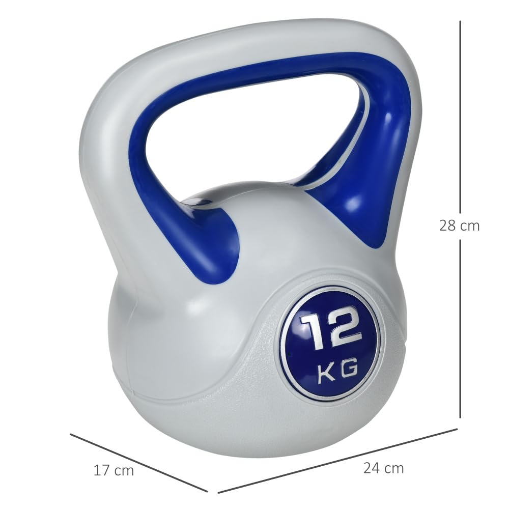 Kettlebell hantle 12 kg do treningu siłowego i fitnessu, chroniące podłogę, do treningu domowego i całego ciała
