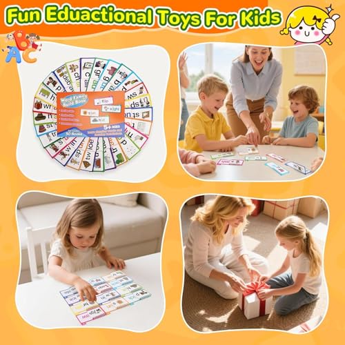 Image of CYNVEXA 30PCS Read and Rhyme Flip Books, Interesting Word Family Flip Books, ABC Vocabulary Cards, Sight Words Flash Cards Kindergarten, Read and Rhyme Flip Activity Book