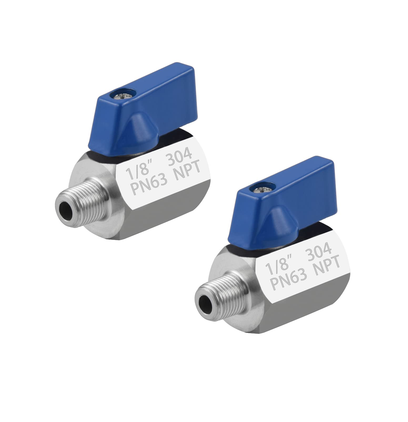Fitvell 316 Stainless Steel Mini Ball Valve 3/8" NPT Female X Male Thread Shut Off