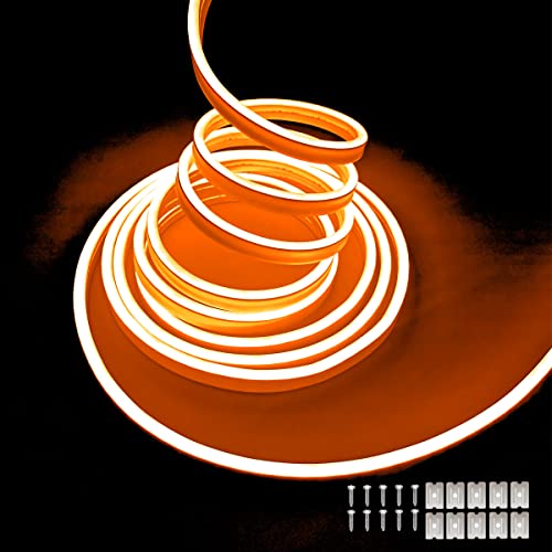 Balabaxer Barre lumineuse LED néon Orange, 5 m 12 V DC 600 SMD2835 LED étanche pour décoration intérieure et extérieure (sans entraînement)