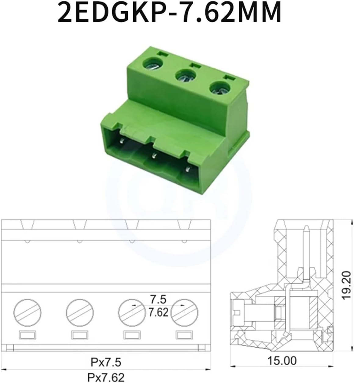 (10 Sets) KF 2EDGRK + 2EDGK 7.62mm 15EDGRK + 15EDGK .62 Solderless Butt Plug-in Terminal Block Aerial 2EDGKP Set 2~12Pin(7P)