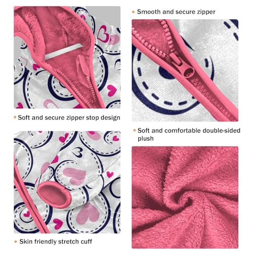 OTVEE Valentine Pink Hearts Spiral Kids Hoodie Jacket Fall Spring Full Zip Warm Outwear Coat3