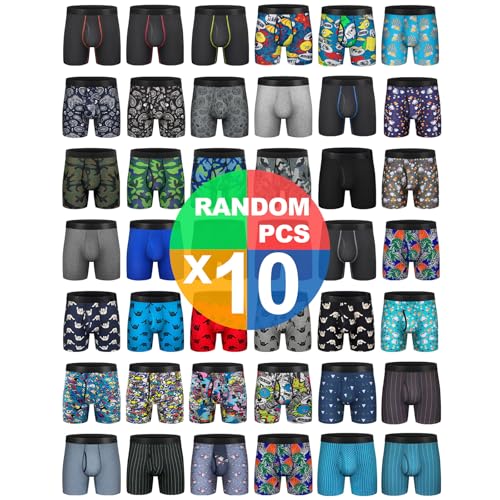 Mens Boxer Briefs Cotton Underwear Pack 6”no Ride up Regular Stretch Elastic Wide Band Boxer Briefs