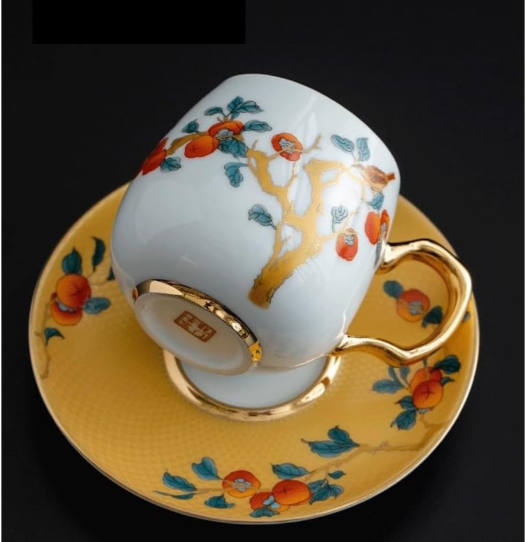 GSOUL Kungfu Tea cup Ceramic Coffee Mug Light Luxury Premium Feeling Brewing Afternoon Tea Cup Saucer Set Small Tea Cups