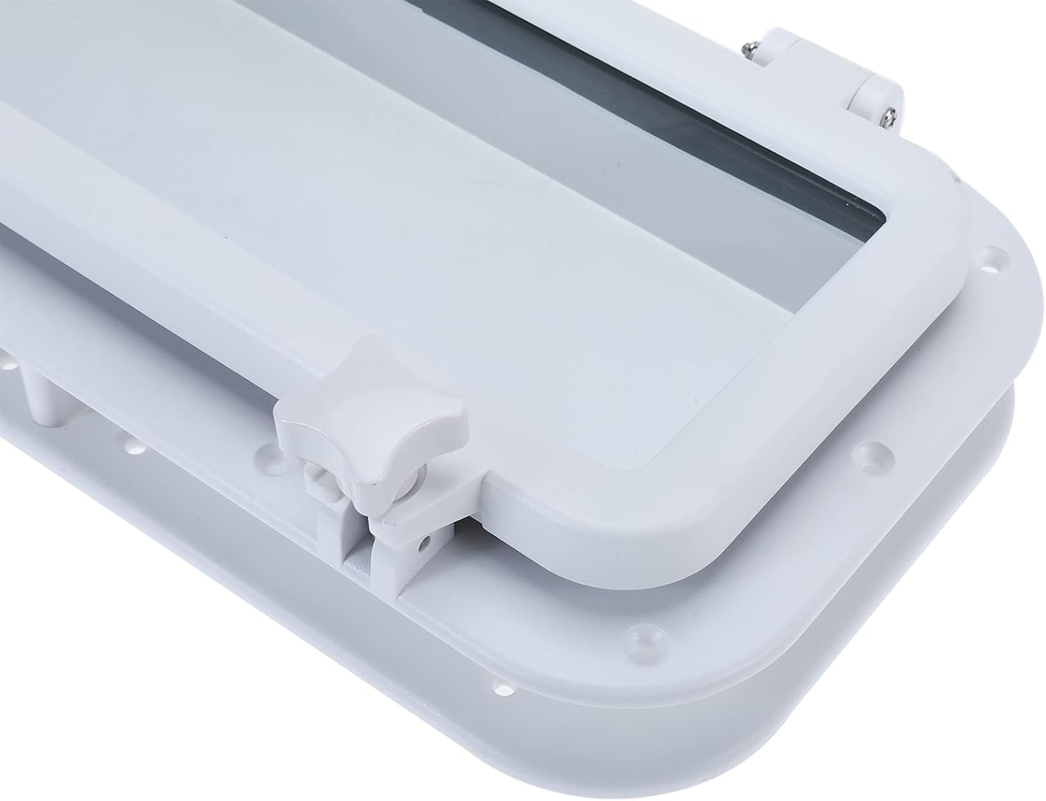 Amarine Made Boat Yacht Rectangle Opening Portlight Porthole 15-3/4" x 7-7/8" Replacement Window Port Hole - ABS Tempered Glass, Color: White, Black (White)