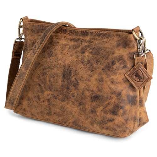 Berliner Bags Vintage Umhängetasche Marbella S Mittelgroße Schultertasche Crossbody Bag aus Leder Handtasche für Damen - Braun