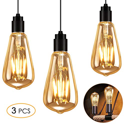 Ampoule LED Edison,Samione Lampe Décorative Ampoules à incandescence Rétro Edison Ampoule Antique Lampe 3 Pack [Classe énergétique A++]