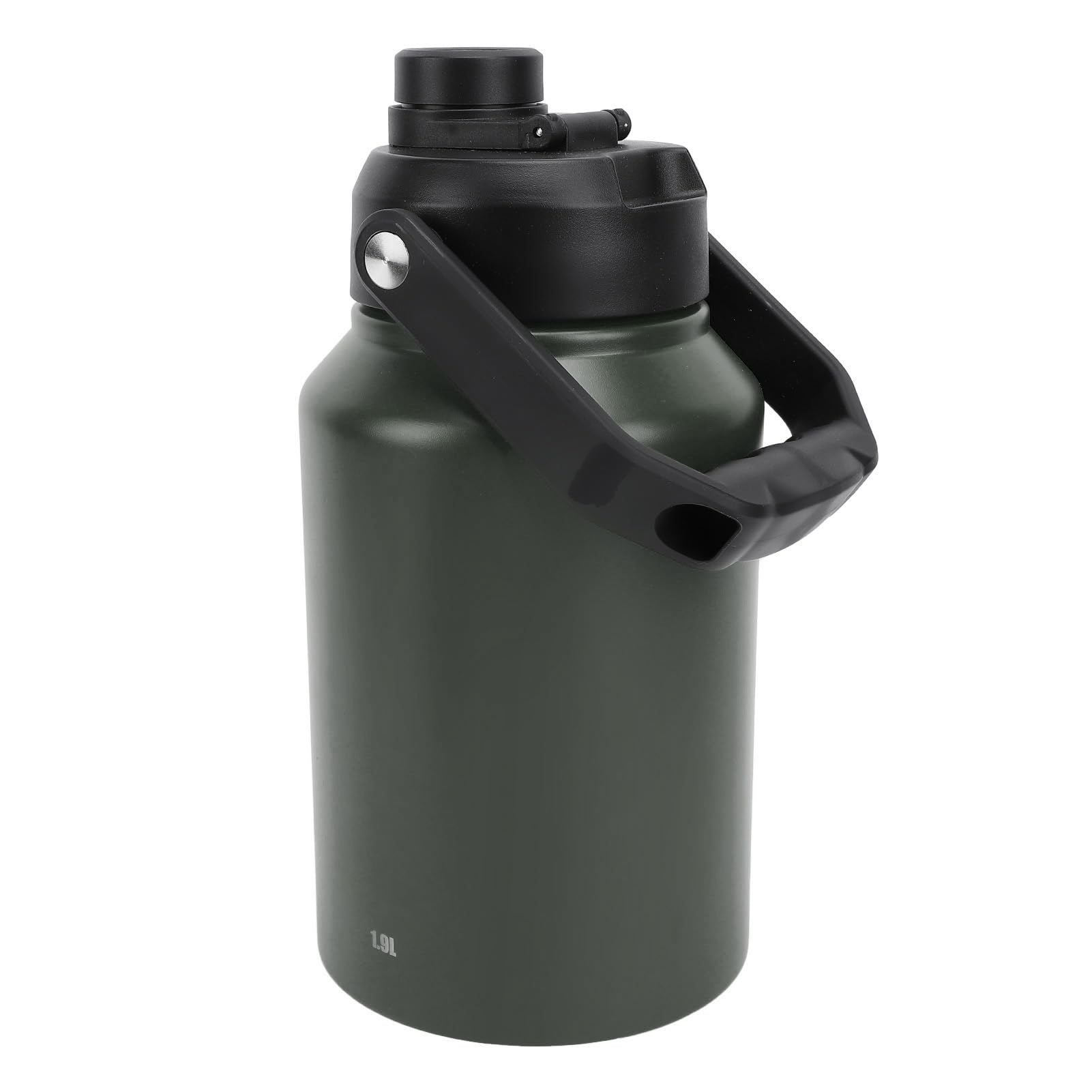 Izolowana Butelka na wodę ze Stali Nierdzewnej Przenośna Dwuwarstwowa Manierka Termiczna o Pojemności 1,9 L na Kemping (BLACK) (GREEN)