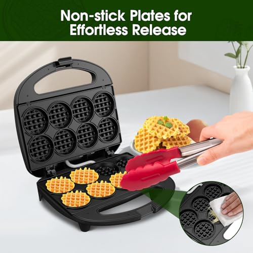 KEINVE Mini Waffle Maker for Kids, Make Bite-Sized 8 * 2