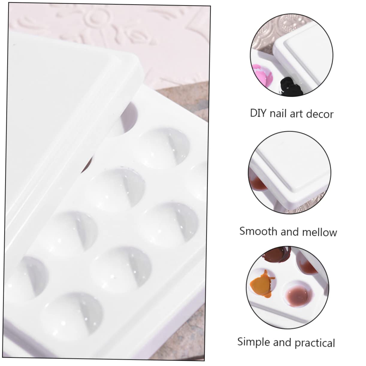 2 Piezas Paleta De Cerámica Paletas De Pintura De Artista Bandeja De Mezcla De Colores Mezcla Cosmética Placa De Pintura Cerámica Imitación Nacarado
