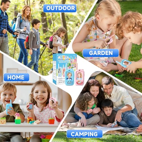 Image of Video Walkie Talkies for Kids, Handheld 2 Pack Rechargeable Video Intercom Kids Walkies Talkies, Indoor Outdoor Toys for Family Games, Outside, Camping, Hiking for Boys Girls Ages 3-12 (bd /pu co)