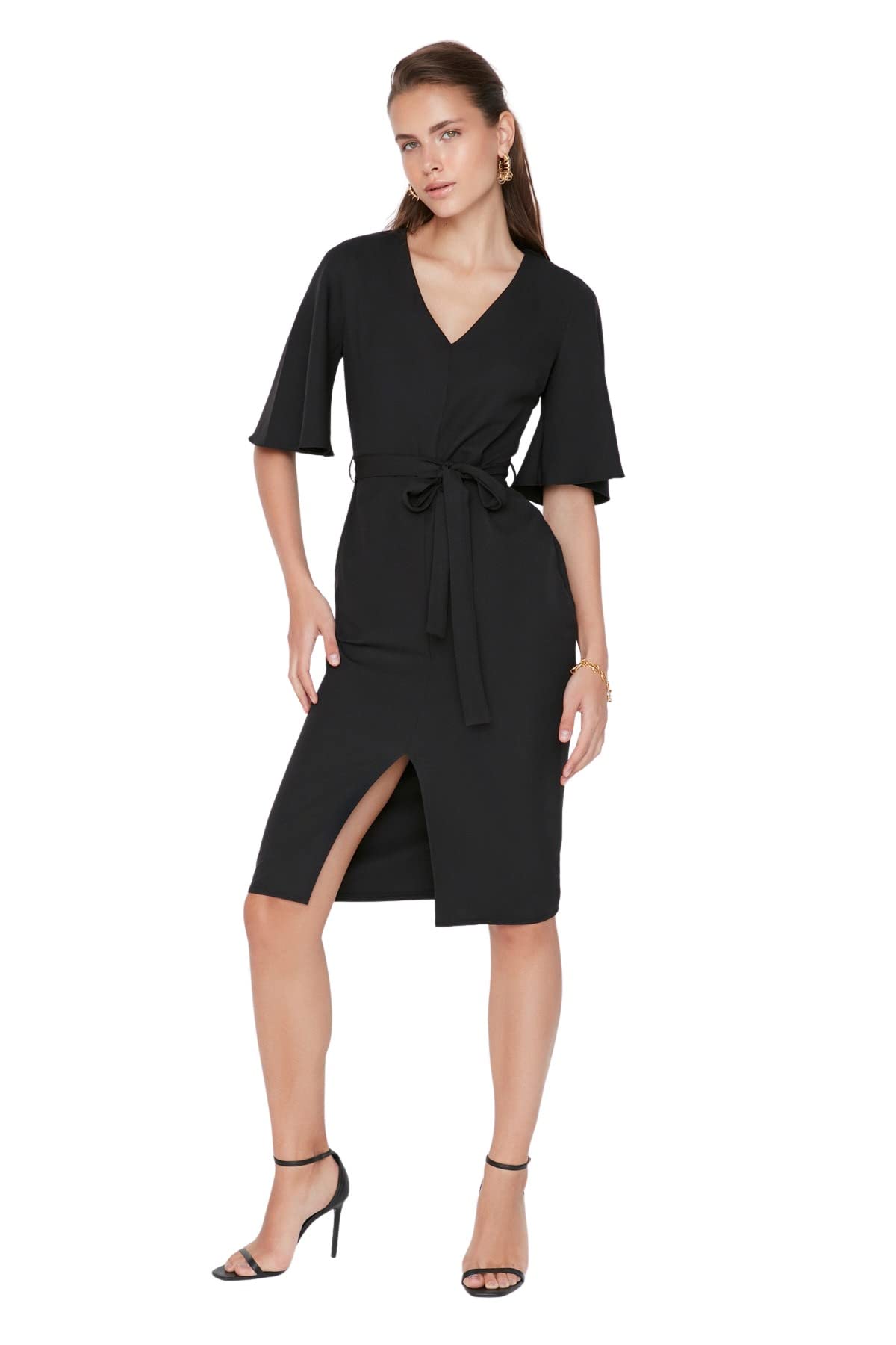 Trendyol FeMan Midi Bodycon Slim fit Woven Dress Black