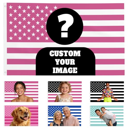 Custom Pink American Flag 3x5 Ft Personalized Funny Flags with Photo Text Tear Resistant Tapestry for Room Dorm Concert Outdoor Garden Decor