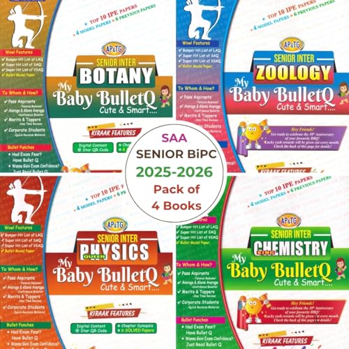 Image of AP & TG My Baby Bullet Q Senior Inter BIPC 2025-26 Edition | Botany, Zoology, Physics & Chemistry | Top 10 IPE Papers | Quick Revision & Exam Prep | Pack of 4 Books (English Medium)