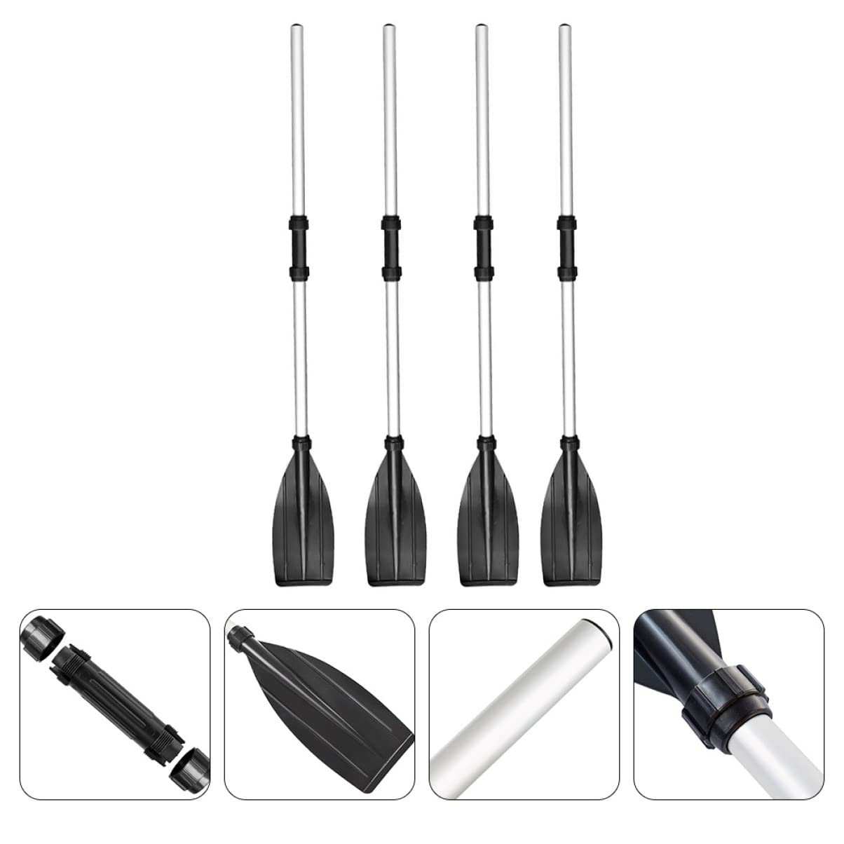 BESPORTBLE 2 Paia Pagaia Rimovibile da Canottaggio in Kayak Ferramenta per Kayak Accessori per Barche Paddle in Piedi Kayak da Barca Pagaie Telescopiche per Barche Acqua Plastica Black