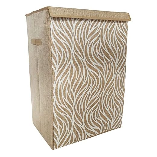 BERELA – BARÓC Cesto Ropa Sucia con Tapa, Cesto para Colada Plegable con Asas, Cubo de Almacenamiento de Ropa, Cesto Plegable para Colada Color Crema