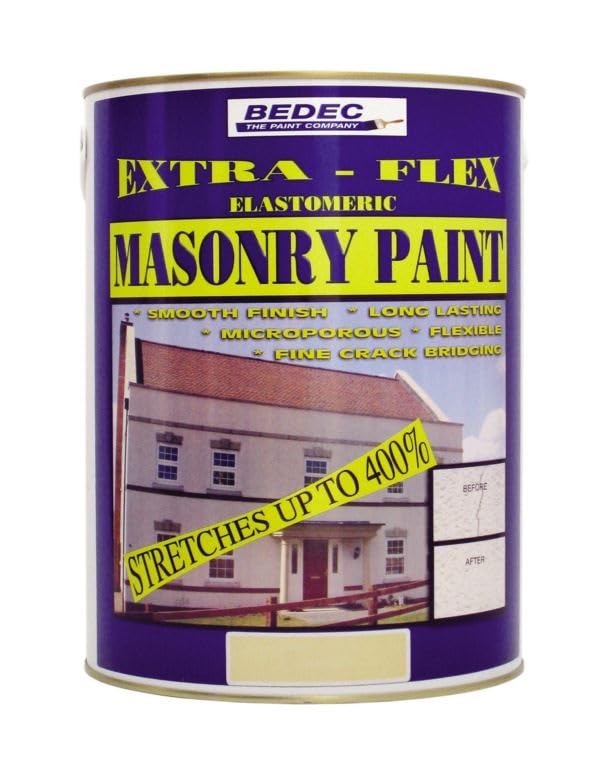 Bedec BEDE2MB0003/46 Extra-Flex Elastomeric Water-Based Quick Drying Smooth Masonry Paint Black 5 Litres