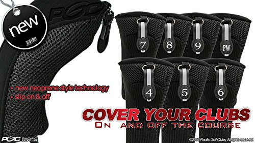 Black All Hybrid Headcover Set 4 5 6 7 8 9 Pw Golf Club Covers Head Cover Neoprene Mesh Complete