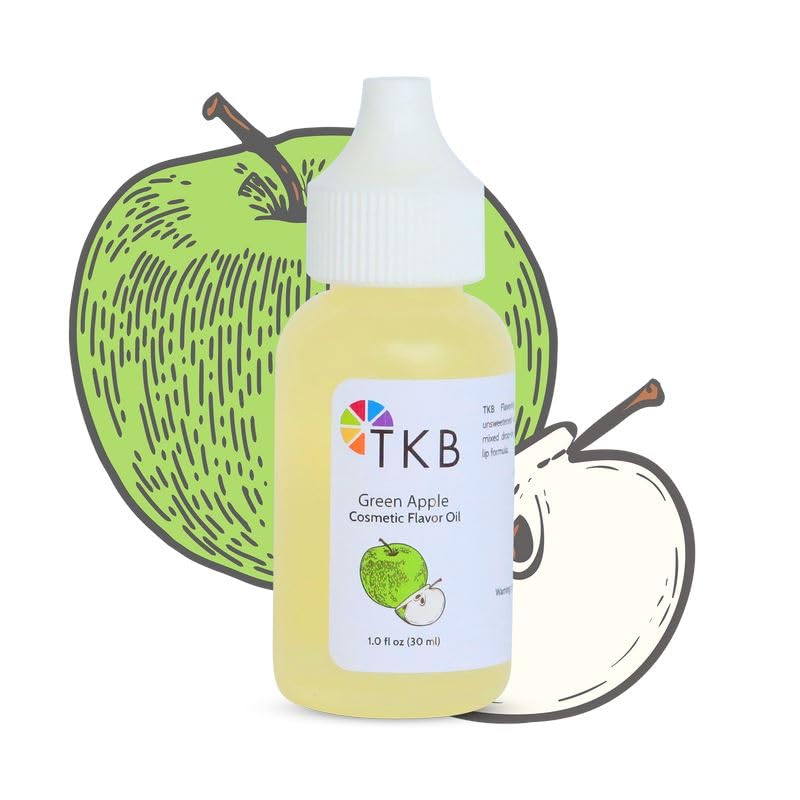 TKB Flavor Oil - DIY Cosmetics, Soaps, Body Care, Lip Gloss, Lipstick, Lip Balm, Unsweetened Flavoring Oil (Green Apple, 1 floz (30ml))