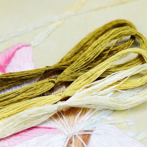 Image of 4 Skeins Mulberry Silk Floss Embroidery Thread Floss-Cross Stitch Threads China Silk Woven Jewelry Threads DIY Sewing Kits (12)