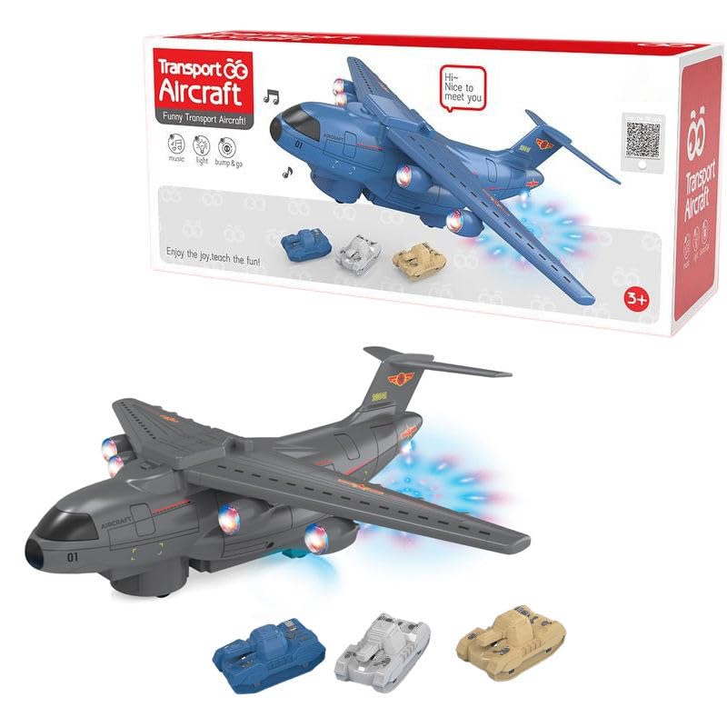 Image of SHAKTISM Military Boeing C-17 Transport Aircraft Model, 13 Inch, 1:48 Scale, with Lights, Sound Effects, Openable Cargo Door, 3 Tanks Inside Random Colour -1Pc (DL-686B)