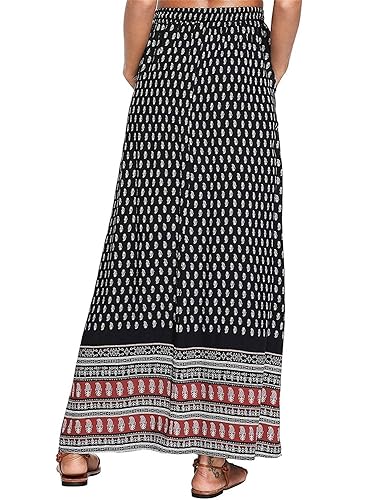 Milumia Women's Boho Vintage Printed A Line Long Maxi Skirt with Pockets2